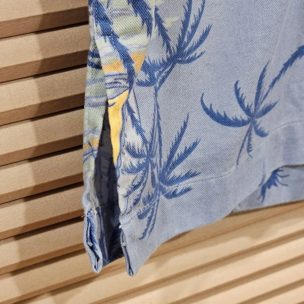 Polo Ralph Lauren Clayton Mens Small Blue Tropical Palm Sailboat Camp Shirt